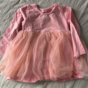 Pink Long Sleeve Tulle Dress